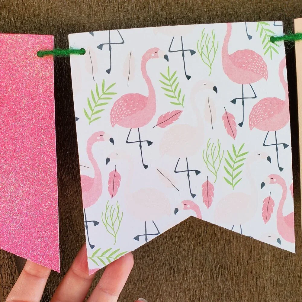 Flamingo Pink and Green Party Decorations Set